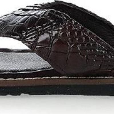 Dép da cá sấu Huy Hoàng kiểu kẹp màu nâu đất HT7234