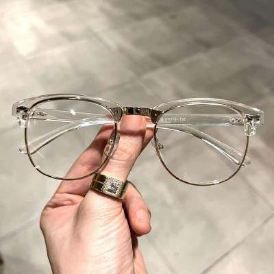 Kính Trong suốt nửa viền gọng nhựa dẻo cho nam nữ + Tặng phụ kiện kèm theo