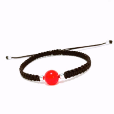 Vòng tay thời trang gắn hạt đá thạch anh đỏ thiên nhiên cao cấp