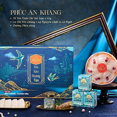 [CHÍNH HÃNG] Yến Sào Hoàng Kim - Hộp Quà Biếu Sức Khỏe Phúc An Khang (50g Tổ Yến & 4 Hũ Yến Chưng Ăn Kiêng) Tốt Cho Người Phục Hồi Sức Khỏe
