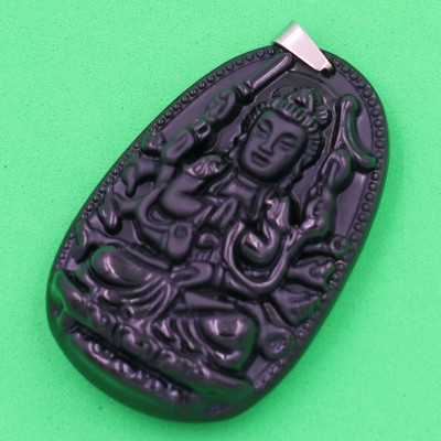 Mặt Phật Thiên Thủ Thiên Nhãn - thạch anh đen 3.6cm - tuổi Tý