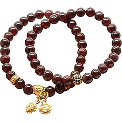 Cặp Vòng Garnet (Ngọc Hồng Lựu) 6mm Mix Charm Ngọc Quý Gemstones VT77