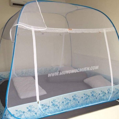 Màn Chụp , Mùng Chụp Cao Cấp Mộc Miên Đỉnh Rộng - Kích Thước 1,8mx2m Trắng Viền Xanh ( Hà Nội )