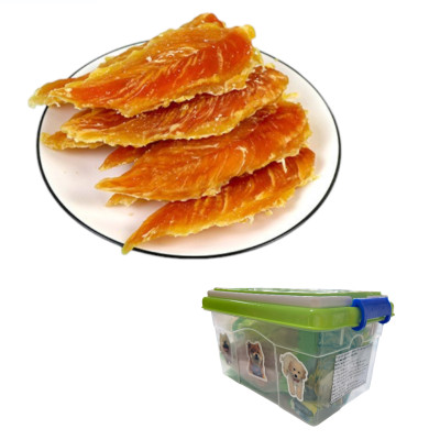 Ức gà sấy khô 400g ăn vặt cho chó mèo Saly Q PF13.1TK (mẫu hộp ngẫu nhiên)