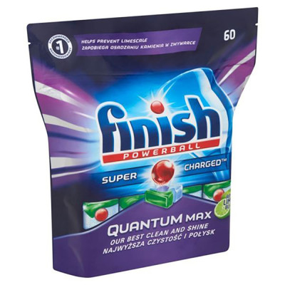 Túi 60 viên rửa chén Finish Quantum Max Dishwasher Tablets Apple&Lime QT025461 - hương chanh, táo