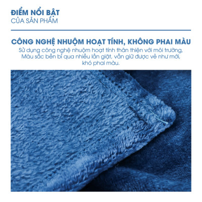 Mền tuyết NIN House màu xanh Dark Blue 1m3x2m, 1m6x2m chăn tuyết nhung microfiber