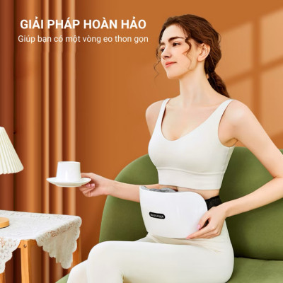 Đai massage, máy massage tan mỡ bụng bi xoay kết hợp chườm nóng thảo dược  cao cấp