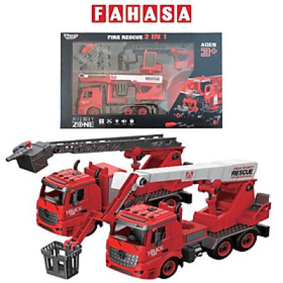 Đồ Chơi Lắp Ráp DIY 2 Trong 1 Xe Cứu Hỏa Có Đèn Và Âm Thanh - Vecto VT9087