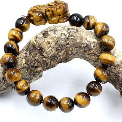 Vòng Tay Phong Thủy Tỳ Hưu Đá Mắt Hổ 10MM