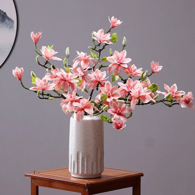 Cành hoa mộc lan cao su 3 bông 1 nụ - Dài 60cm - Cây giả, hoa lụa Decor trang trí nhà cửa.