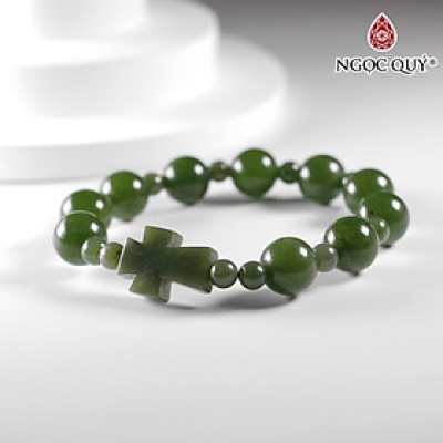 Vòng mân côi đá ngọc bích hạt 12mm mệnh hỏa, mộc - Ngọc Quý Gemstones