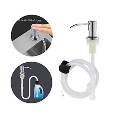 Bộ Vòi Xịt Nước Rửa Chén Inox 304 Gắn Bồn Rửa Chén Kèm Dây Nối Dài 100cm Tới Chai Nước Rửa Chén