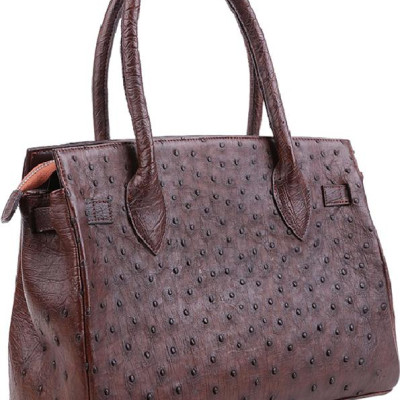 Túi Xách Da Đà Điểu Huy Hoàng HT6404 (32 x 25 cm) - Nâu Đất