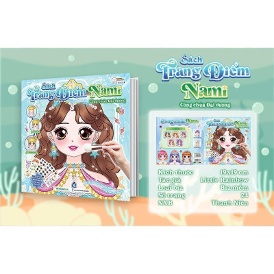 Sách - Trang Điểm Công Chúa Nami - Công Chúa Đại Dương - Tô Màu Và Bóc Dán Hơn 100+ Stickers Xinh Đẹp Cho Bé Gái - Megabook