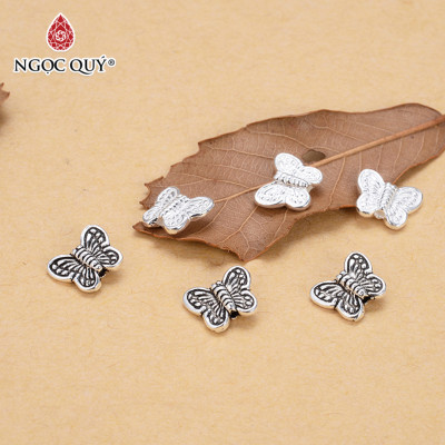 Combo 2 cái charm bạc bươm bướm xỏ ngang - Ngọc Quý Gemstones