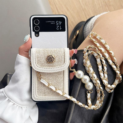 Ốp Lưng Cho Samsung Galaxy Z FLip 6 / Z Flip Vải Bố Dạng Ví Có Dây Đeo Dài - BUM STORE GALAXY CASE