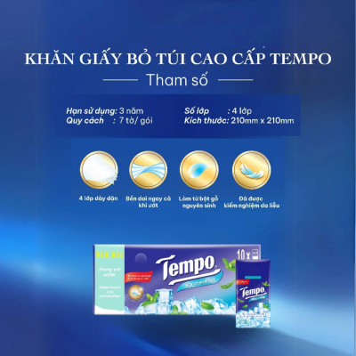 Combo 2 Lốc Khăn Giấy Bỏ Túi Tempo Regular (Lốc 10 Gói) - Bạc Hà