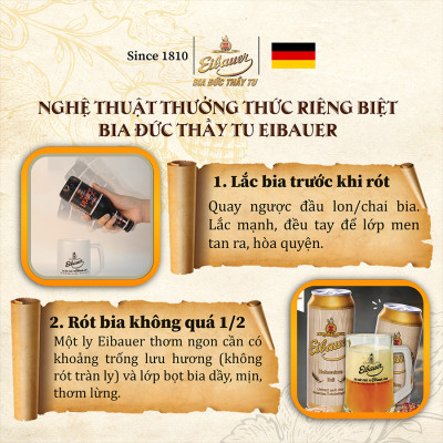 [BIA ĐỨC_SINCE 1810] Combo 2 Thùng Bia Tươi Thầy Tu EIBAUER HEFEWEIZEN HELL 5.2 ĐỘ - Bia Tươi Men Sống Thượng Hạng - Nhập Khẩu Chính Hãng