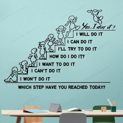 Decal Dan Tuong Tạo Động Lực "Which Step Have You Reached Today" - Decal Trang Trí Cao Cấp AmyShop