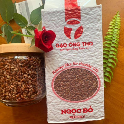 Combo 2 sản phẩm Gạo Ông Thọ - Lứt Ngọc Đỏ túi 1kg hút chân không cao cấp. Gạo sạch hữu cơ dinh dưỡng cho sức khỏe