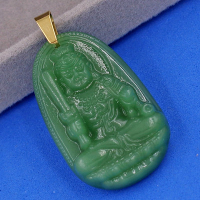 Mặt Phật Bất Động Minh Vương thạch anh xanh 5cm MTXN1 - phật bản mệnh tuổi Dậu - Mặt size lớn