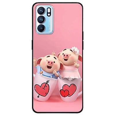 Ốp lưng dành cho Oppo Reno 6 - Reno 6 Z mẫu Hai Chú Heo Ly Cặp