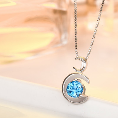 Combo Mặt dây chuyền đá Saphire tổng hợp, thiết kế phong cách Hàn Quốc, Kèm dây đeo, kèm hộp đựng Cẩm Tú