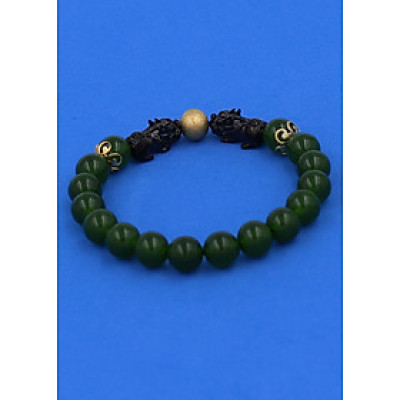 Chuỗi hạt đeo tay Thạch Anh Xanh Rêu size 8 ly, 10 ly, 12 ly - Vòng tay Tỳ Hưu Đôi inox đen VTAXRTHHEV8 - hợp mệnh Hỏa, mệnh Mộc