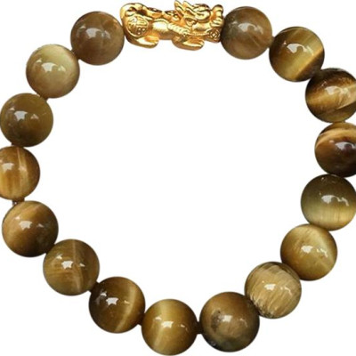 Vòng Tay phong thủy  Đá Mắt hổ nâu vàng Mix Tỳ Hưu MS119 hợp mệnh Thổ, Kim, Thủy cho nam