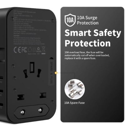 Củ sạc Choetech PD5020 du lịch đa năng tích hợp thêm dây cáp sạc Type C  (35W)/ PD5021 (45W)/ PD5022 (70W)- Hàng chính hãng