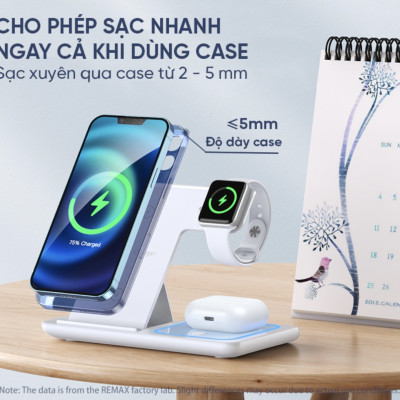 Đế Sạc Nhanh Không Dây Đa Năng 3in1 Remax RP-W53 - Hỗ Trợ Sạc Nhanh Lên Đến 15W - Hàng Chính Hãng