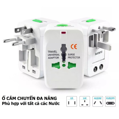 Ổ Cắm, Đầu Chuyển Đổi Nguồn Cho Phích Cắm Khi Du Lịch Quốc Tế Nhỏ Gọn, An Toàn, Tiện Dụng Mang Theo, TakyHome 8604