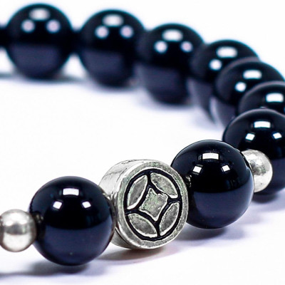 Vòng tay cho bé đá obsidian charm bạc mệnh thủy, mộc - Ngọc Quý Gemstones