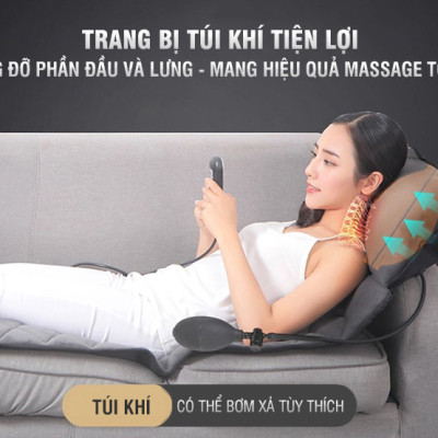 Nệm (Đệm) Massage Toàn Thân Nikio NK-151 - Con Lăn Xoa Bóp Cổ Vai Gáy, 10 Động Cơ Matxa Rung Toàn Thân, Kết Hợp Nhiệt Sưởi Và Túi Khí Nâng Đỡ Cột Sống, Hỗ Trợ Điều Trị Đau Nhức Lưng