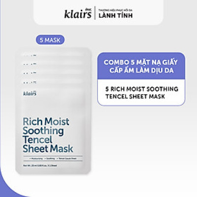 Combo 5 Mặt nạ giấy Dear Klairs Rich Moist Soothing Tencel Sheet Mask 25 ml