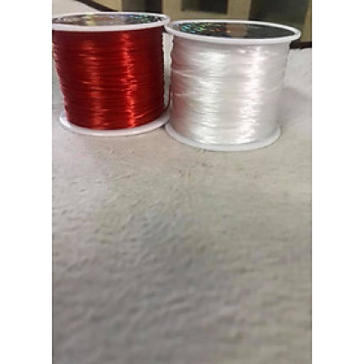2 CUỘN THUN MÀU TRẮNG ĐỎ XỎ VÒNG TAY BẰNG ĐÁ NAM NỮ