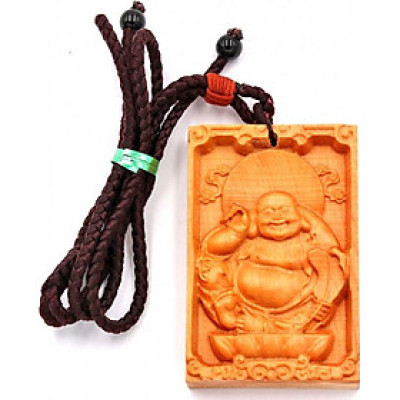 Vòng Cổ Mặt Gỗ Hoàng Đàn Phật Di Lặc MG22