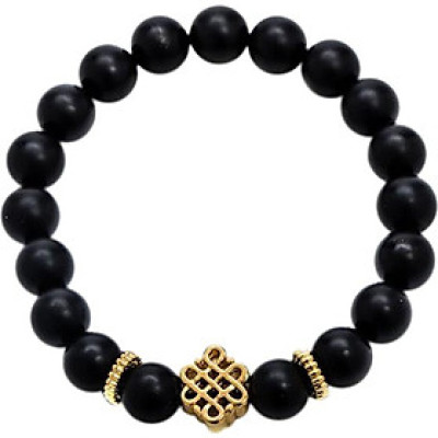 Vòng Tay Đá Obsidian Mix Charm Bạc 925 8mm Ngọc Quý Gemstones VT164