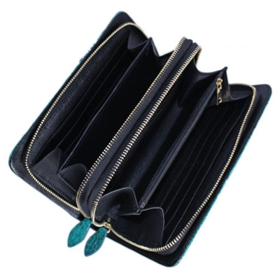 HC3220 - Ví nữ da cá sấu Huy Hoàng ngăn thụt cầm tay màu xanh lá