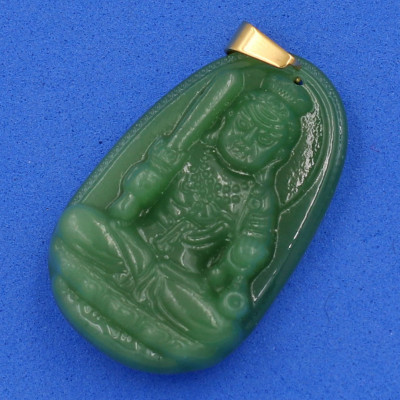 Mặt Phật Bất Động Minh Vương thạch anh xanh size nhỏ 3.6cm MTXA1 - Phật bản mệnh tuổi Dậu