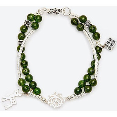 Vòng tay đôi đá diopside phối hươu bạc Ngọc Quý Gemstones