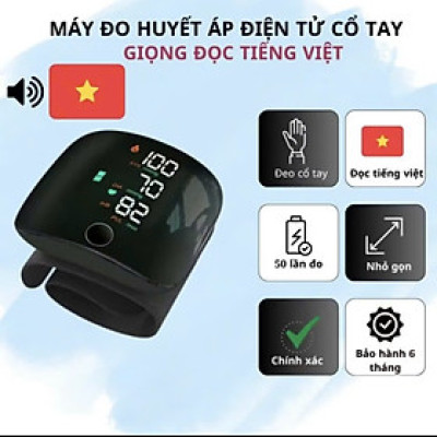 Đo Huyet Ap Cổ Tay Chính Xác Thông Minh, Giọng Nói Tiếng Việt, Bản Sạc Pin ,  Màn Hình LED