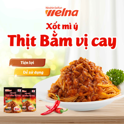 Combo 5 Gói Xốt Mì Ý Thịt Bằm Vị Cay [TẶNG HỘP NHỰA CAO CẤP] Nisshin Seifun Welna