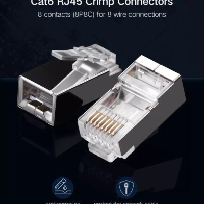 Ugreen UG20333NW111TK 10pcs Đầu bấm mạng RJ45 chuẩn Cat6 + Cat6e bọc inox chống nhiễu - HÀNG CHÍNH HÃNG