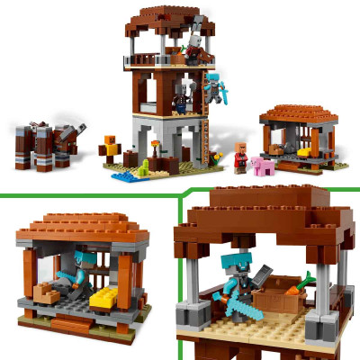 LEGO MINECRAFT 21278 Đồ Chơi Lắp Ráp Trạm Canh Của Kẻ Cướp Và Quái Thú Ravager (665 chi tiết)
