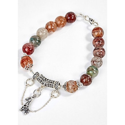 Vòng Tay Đá Thạch Anh Ưu Linh Đa Sắc Phối Charm Hươu Cao Cổ Bạc Ngọc Quý Gemstones