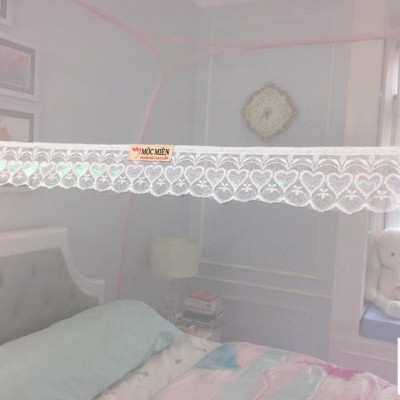 Màn đỉnh rộng tự bung cao cấp Mộc Miên trắng viền xanh loại 1,6mx2m - 3 cửa - Mùng chụp cao cấp Mộc Miên 