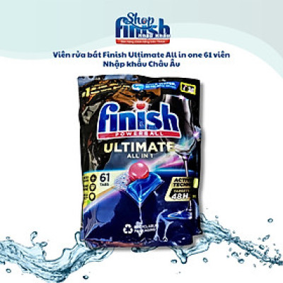 Viên rửa bát Finish Ultimate All in one 61 viên - Siêu sạch Cao cấp nhất 14 chức năng- Nhập khẩu chính hãng 
