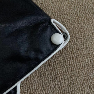 Bao tay nữ lót lông YAOYAO Găng tay nữ da cừu bấm cúc trắng - BHY9748 Găng tay da cảm ứng. Hàng chính hãng.