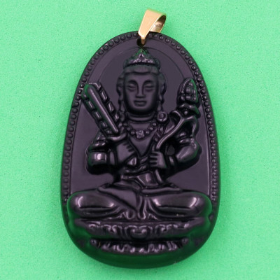 Mặt Phật Hư Không Tạng đen 4.3 cm kèm hộp nhung ( cả nam và nữ )